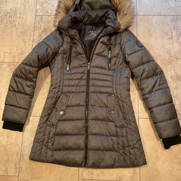 Halifax HFX Women’s Gray Puffer Coat Removable Hood with Faux Fur Sz M - Picture 2 of 13